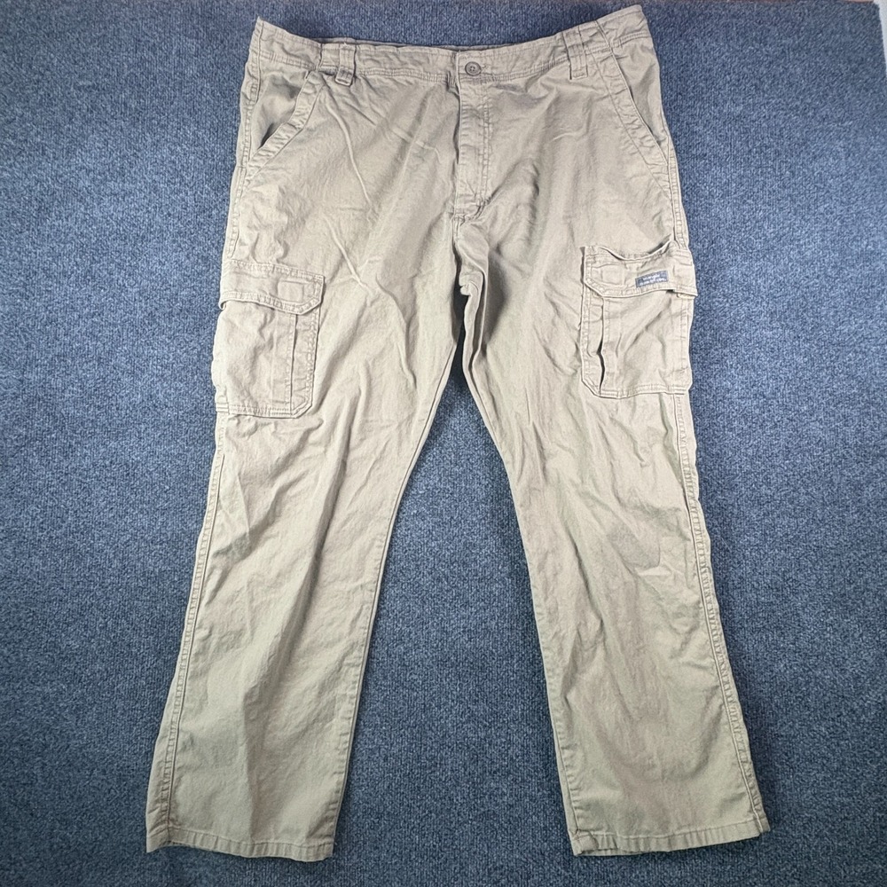 Wrangler‎ Cargo Pants Mens 42x29 Tan Cotton Stretch Relaxed Fit Straight Leg